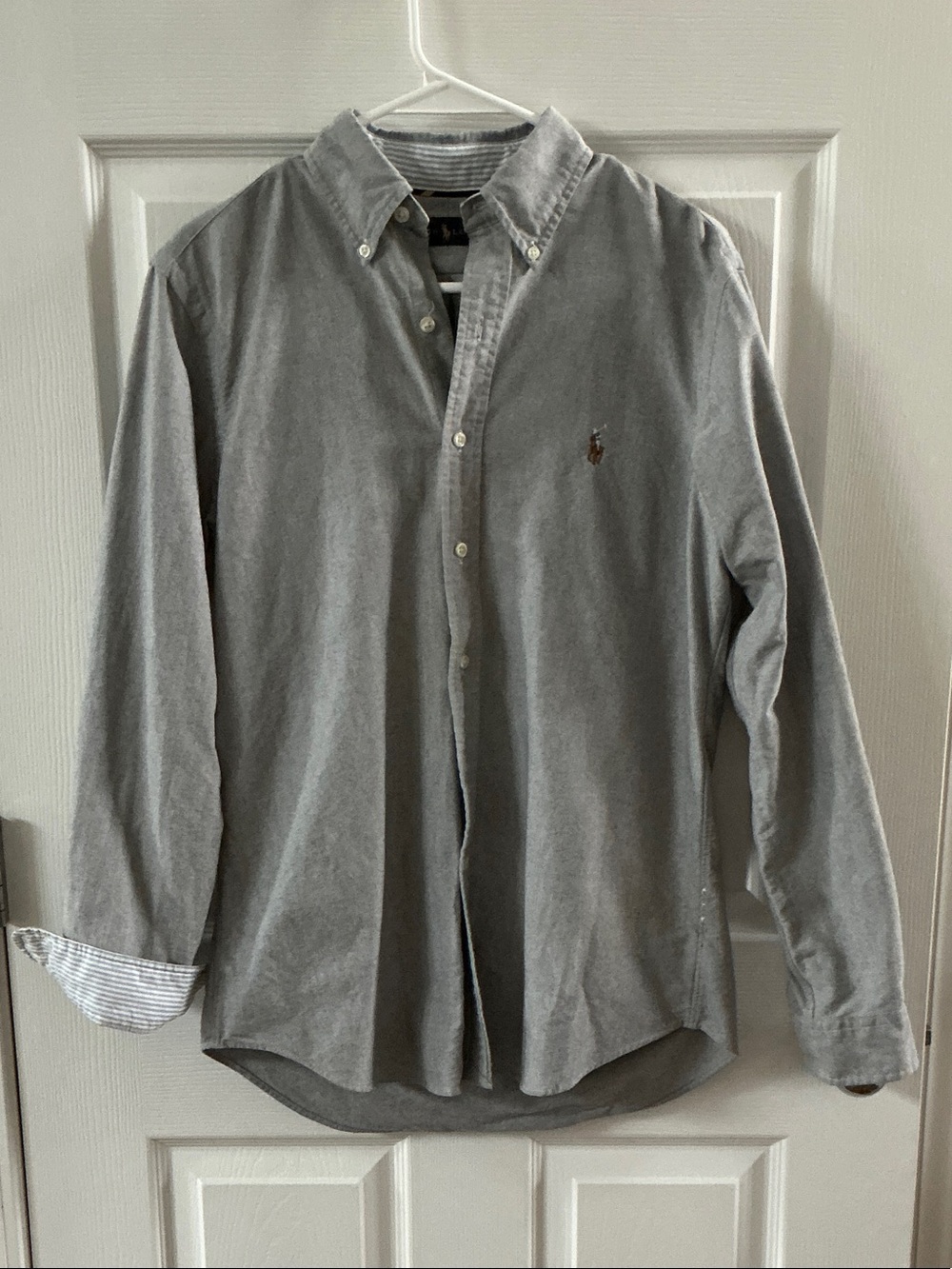 Polo by Ralph Lauren Light Gray Button-Down Shirt with Embroidered Pony